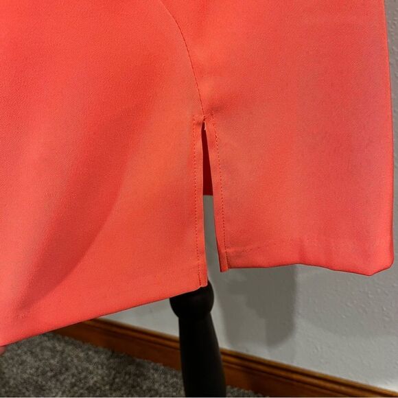 Solid blood orange color sleeveless scoop neck dress - Picture 4 of 14